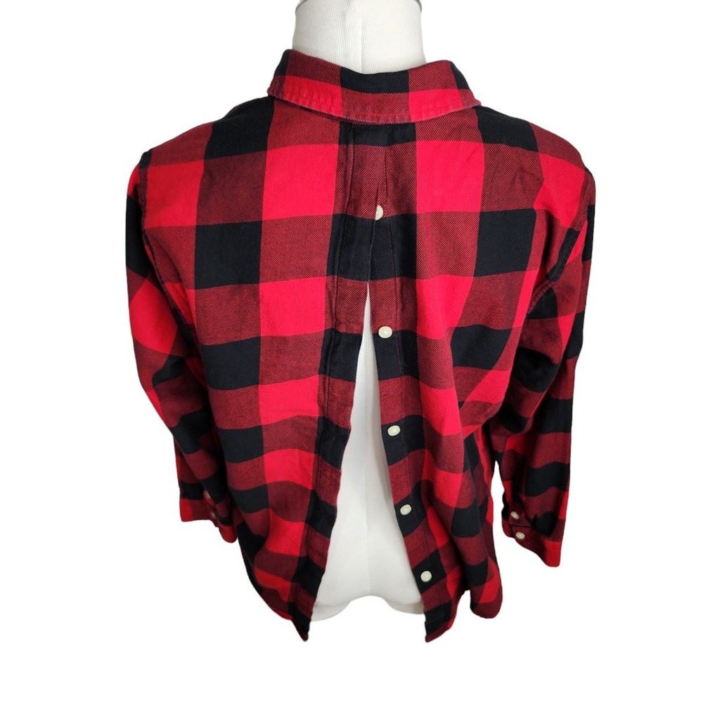 Levi's Ultimate Boyfriend Button Back Shirt Women's Medium Red Buffalo Plaid - Picture 8 of 13